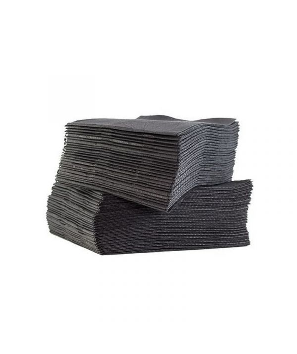 Serviettes plastifiées noires - 33 x 48 cm - Paquet de 125