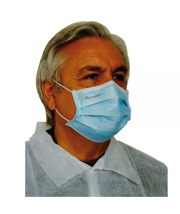 Masque de chirurgie bleu 3 plis - Aérokyn Mask Type IIR - Boite de 50