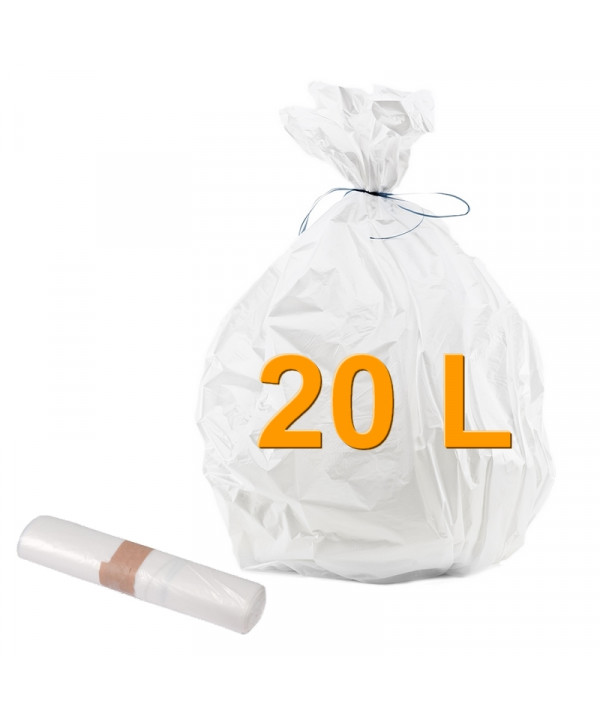 Sacs poubelle 20L Blanc - Carton de 1000