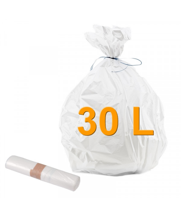 Set 20 sacs poubelle lettre P 50-60L en plastique blanc